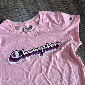 Champion Kids Pink Tee with Purple Logo